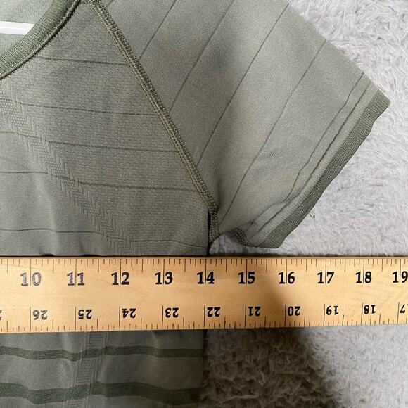 Athleta womens workout top non slip ruched short sleeve striped tight gym Small - Picture 8 of 9